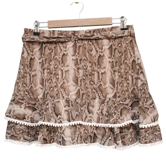 En Saison Mini Skort Size Large Snake Skin Print Tiered Ruffle Flowy Chiffon Y2K - Picture 7 of 12